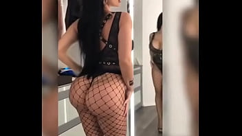 Aletta Ocean shows her big booty in fishnet