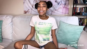 Sweet, Petite Gal is doing a Self-Bondage and Masturbating