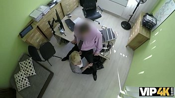 VIP4K. Magnificent lass swallows cock and gets banged in office