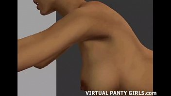 Hot 3d animated blonde rubbing her hairy pussy