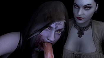 Lady Dimitrascu Double blowjob: Resident Evil Porn parody