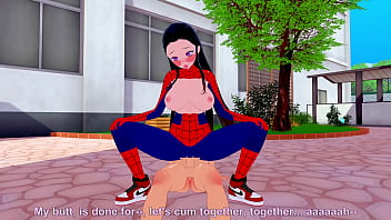 Nezuko big boobs spider-man Cosplay hentai animation 3d game