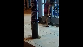 red dress upskirt on the street